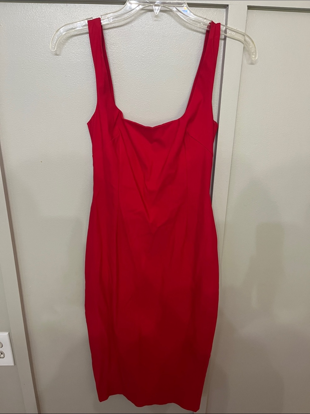 Vesper - Women’s Red Square-Neck Sheath Dress UK 10 / USA 6